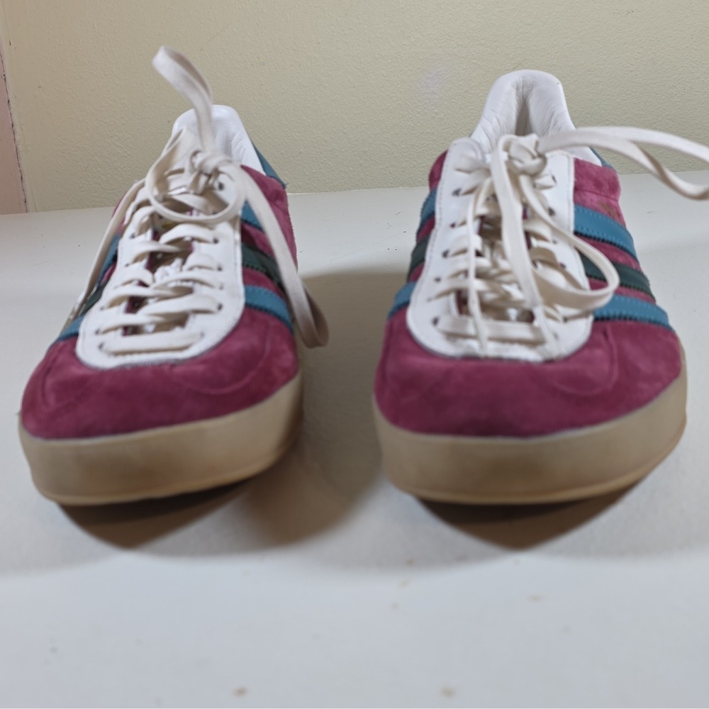 adidas Gazelle Purple Blue White Suede Low Top Lace Up Sneaker Rubber Sole